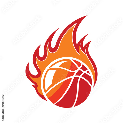 Modern Flaming Basketball Silhouette Icon