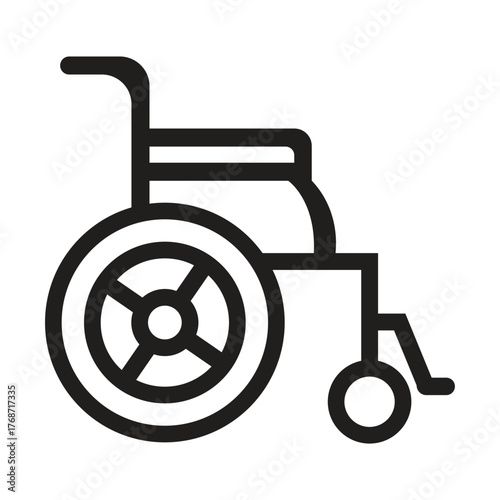 Simple line art icon of a wheelchair for accessibility and mobility support