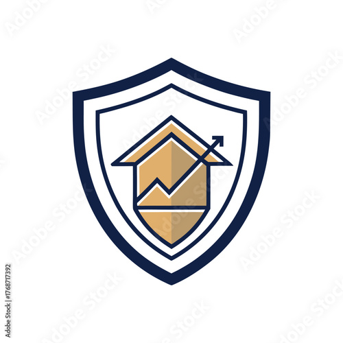 shield upward arrow home logo vector