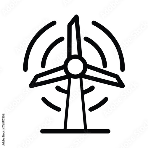 Simple stylized wind turbine generating clean renewable energy for a sustainable future