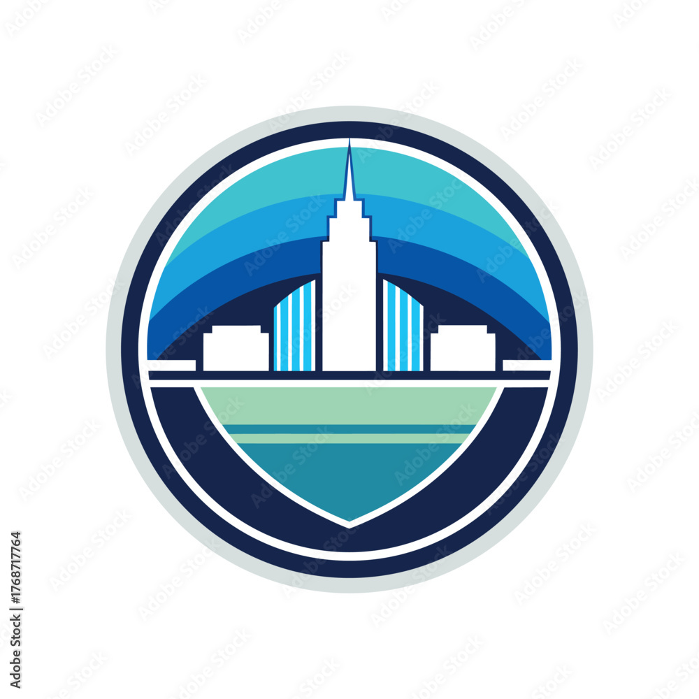 Obraz premium circular skyline emblem logo vector