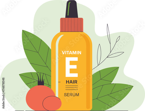 Vitamin e hair serum product illustration for healthy hair growth