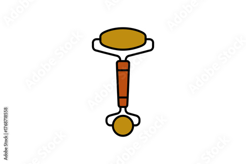 Facial roller skincare beauty massage tool outline vector icon