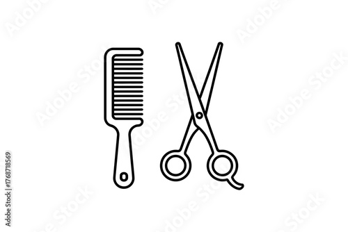 Hairdressing salon equipment comb and scissors vector illustration
