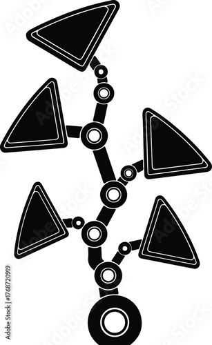 Silhouette abstract geometric structure black and white vector illustration