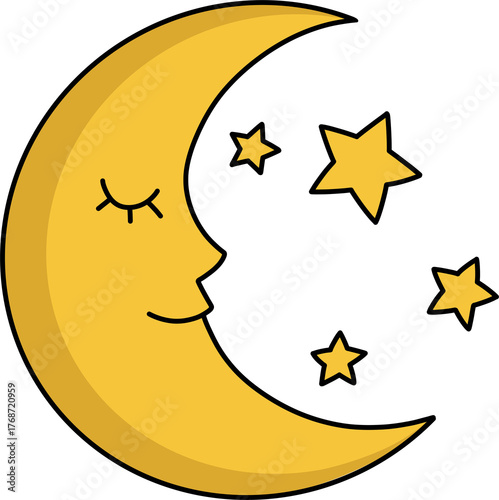 moon and stars illustration
