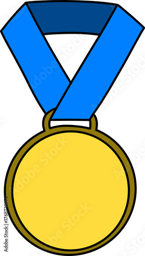 gold medal with ribbon illustration