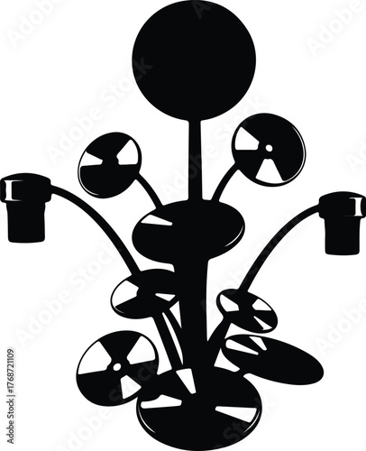 Silhouette abstract whisk illustration in black and white vector illustration