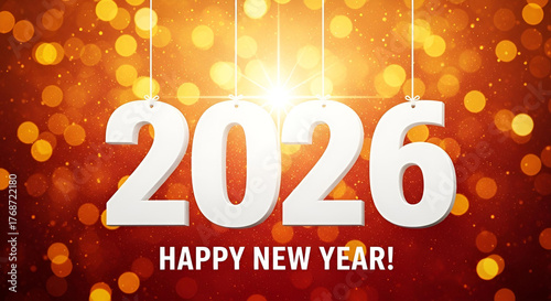 Bright 2026 New Year Celebration Image with Bokeh Lights