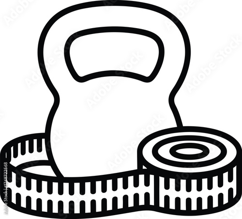 Kettlebell workout fitness weightloss tape measure gym