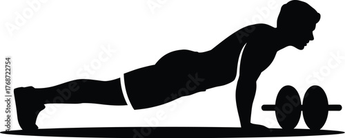Pushups workout fitness exercise training silhouette