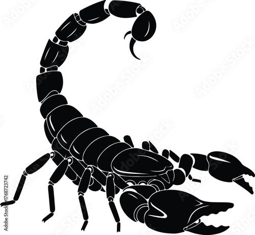 Silhouette of a scorpion predatory arthropod in black vector illustration
