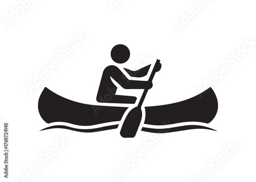 Lake canoeing icon, Lake canoeing Black vector