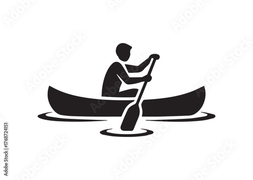 Lake canoeing icon, Lake canoeing Black vector
