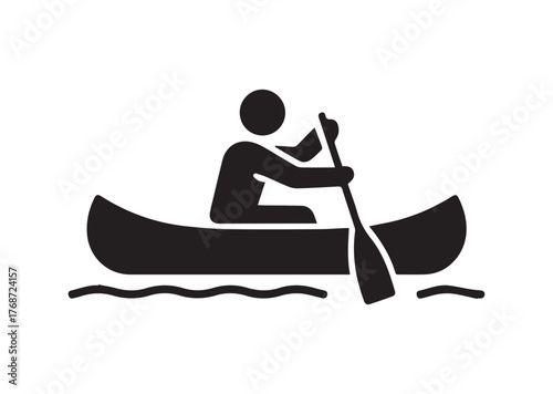 Lake canoeing icon, Lake canoeing Black vector