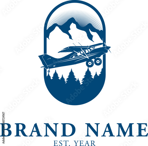 Air plane logo design with mountains