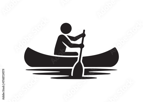 Lake canoeing icon, Lake canoeing Black vector