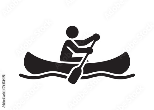 Lake canoeing icon, Lake canoeing Black vector
