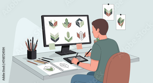 Graphic Designer Creates Minimalist Leaf Logos With Digital Tools