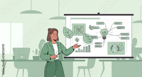 Sustainable Business Presentation With Green Energy And Growth Infographics