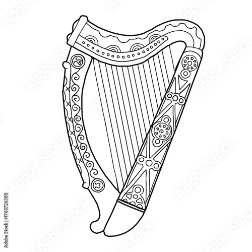 Black and white Irish harp 