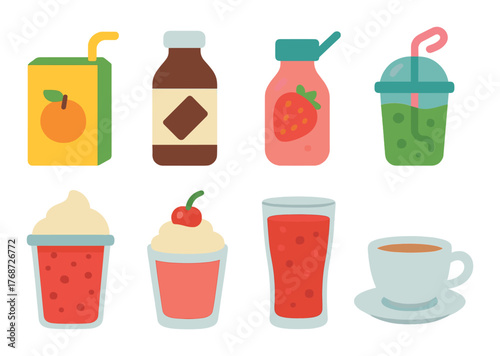 Colorful array of beverages and sweet treats