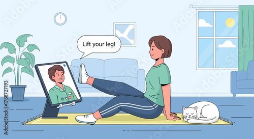 Online Fitness Class With Instructor Coaching From Home