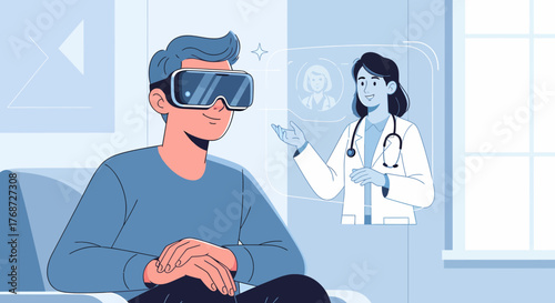 Virtual Healthcare Consultation With Doctor Using Vr Headset Technology