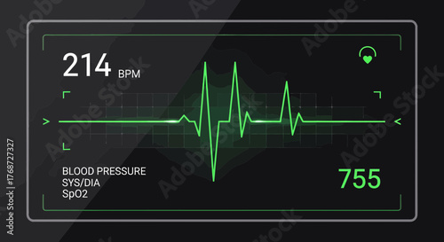 Vital Signs Display Showing Patient Heart Rate And Blood Pressure