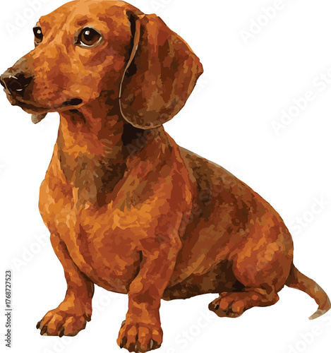 Vector adorable watercolor illustration of a dachshund dog