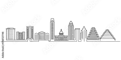 Dynamic continuous line drawing capturing the essence of a chopper motorcycle in a single stroke vector