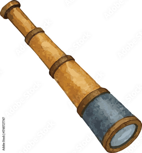 Vector watercolor realistic illustration of a spyglass