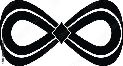 Black infinity symbol vector illustration with modern geometric element, endless loop design concept