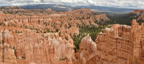 Orange hoodoos in the amphitheater of Bryce Canyon National Park in Utah.