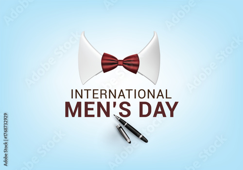International men s day celebration graphic with diverse elements and bold typography