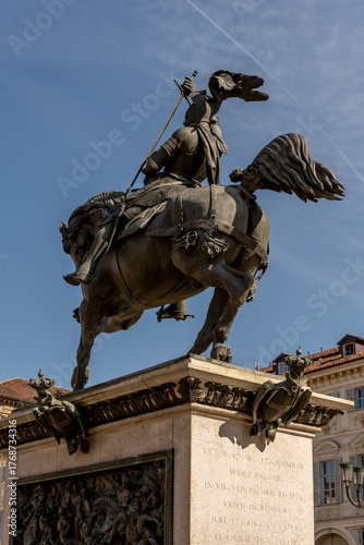 Bronze Horse Statue in Piazza San Carlo, Turin