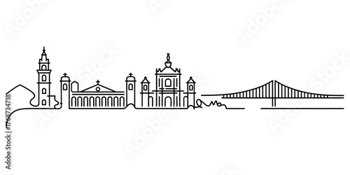 Minimalist continuous one line drawing of a person sitting on a bed in a sketch style vector