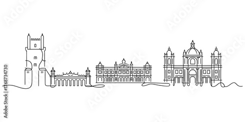 Abstract continuous one line drawing of a christian cross symbol elegantly rendered with minimal strokes vector