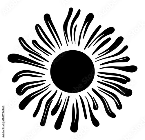 Stylized sunburst emblem – bold radial solar flare vector icon