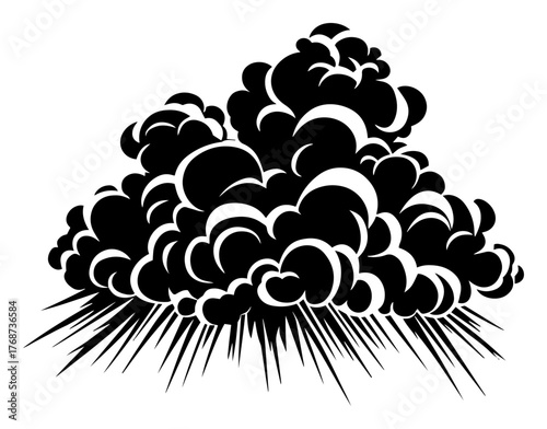 Cartoon explosion smoke cloud – dynamic blast boom effect, bold vector illustration