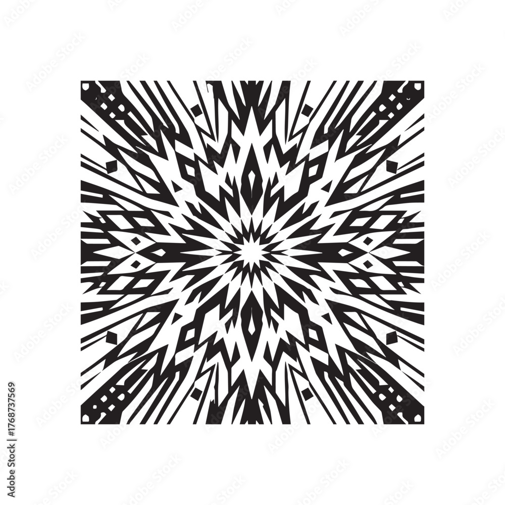Obraz premium Black and White Abstract Geometric Fireworks Pattern Vector