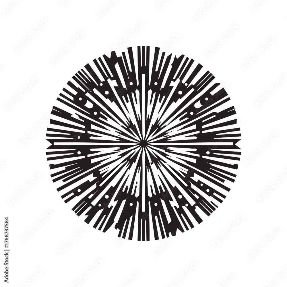 Obraz premium Black and White Abstract Geometric Fireworks Pattern Vector