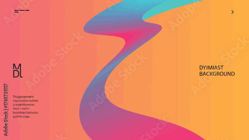Vibrant abstract wave flowing across a warm gradient background with subtle text and branding elements