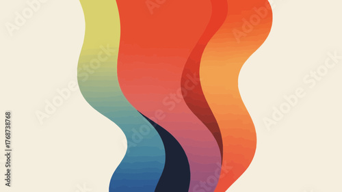 Abstract flowing waves of vibrant gradient colors against a neutral background creating a modern and dynamic visual composition