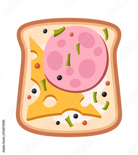 Breakfast toast with delicatessen sausage