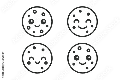 Cute smiling emoji faces with different expressions