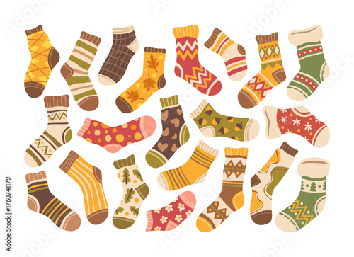 Cute winter warm socks with festive prints made of soft knitted fabric perfect for holiday outfits