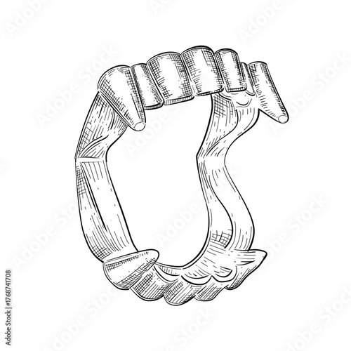 Vampire teeth toy vector line art hand drawn illustration 