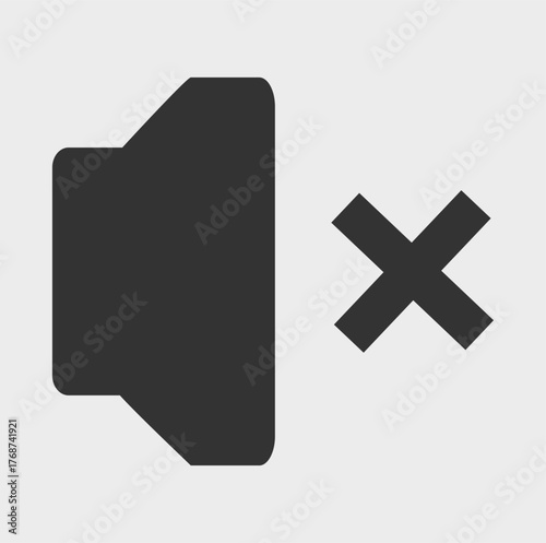 Mute Symbol — Minimalist Monochrome Geometric Abstract Icon