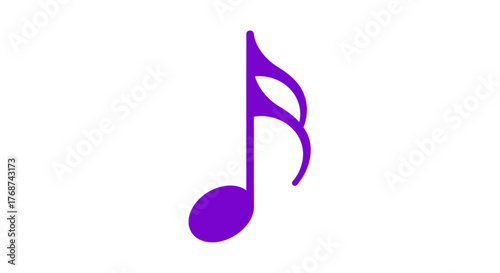 A single purple sixteenth note on a white background.